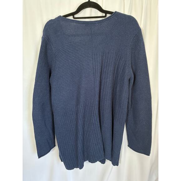 Habitat Clothes to Live in Cardigan Women's XL Blue Pocket Lagenlook Chunky Knit - Picture 2 of 8
